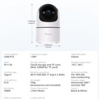 SONOFF Indoor Cam PT2, Caméra de Sécurité WiFi Panoramique/Inclinable