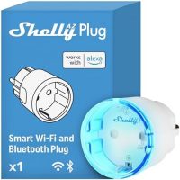 Shelly AZ Plug Blanc – Prise Alexa connectée, 12A (2500W), Type F, Wi-Fi, Mesure de consommation électrique