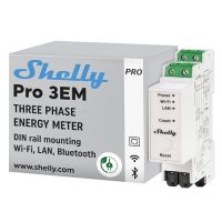 Shelly Pro 3EM – Compteur électrique triphasé connecté 120 A, LAN, Wi-Fi, Montage sur Rail DIN