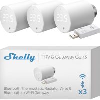 Shelly Blu TRV & Shelly Blu Gateway Gen3 – Tête thermostatique connectée Bluetooth avec Passerelle Wi-FI (USB-A)