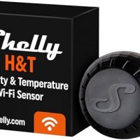 Shelly H&T – Noir, Capteur de température et d’humidité, Thermomètre & Hygromètre Wi-Fi