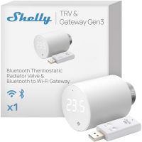 Shelly Blu TRV & Shelly Blu Gateway Gen3 – Tête thermostatique connectée Bluetooth avec Passerelle Wi-FI (USB-A)