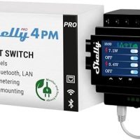 Shelly Pro 4PM – Interrupteur connecté sur rail DIN, W-Fi, LAN (4 canaux – 40 A), Compteur de consommation intégré