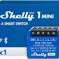 Shelly 1 Mini Gen3 – Micromodule relais interrupteur Wi-Fi, 1 Canal 8A, Contacts secs