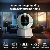 Aqara PT Caméra E1, 2K Camera Interieur WiFi, Suivi Intelligent, HomeKit Secure Video, Wi-FI 6
