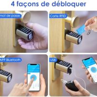 RUILON Serrure connectee porte entree – Serrure intelligente a code APP contrôle bluetooth