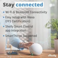 Shelly AZ Plug Blanc – Prise Alexa connectée, 12A (2500W), Type F, Wi-Fi, Mesure de consommation électrique
