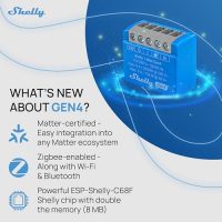 Shelly 1 Mini Gen4 – Module interrupteur Matter, Zigbee, Wi-Fi, 1 Canal 8A, Contacts secs