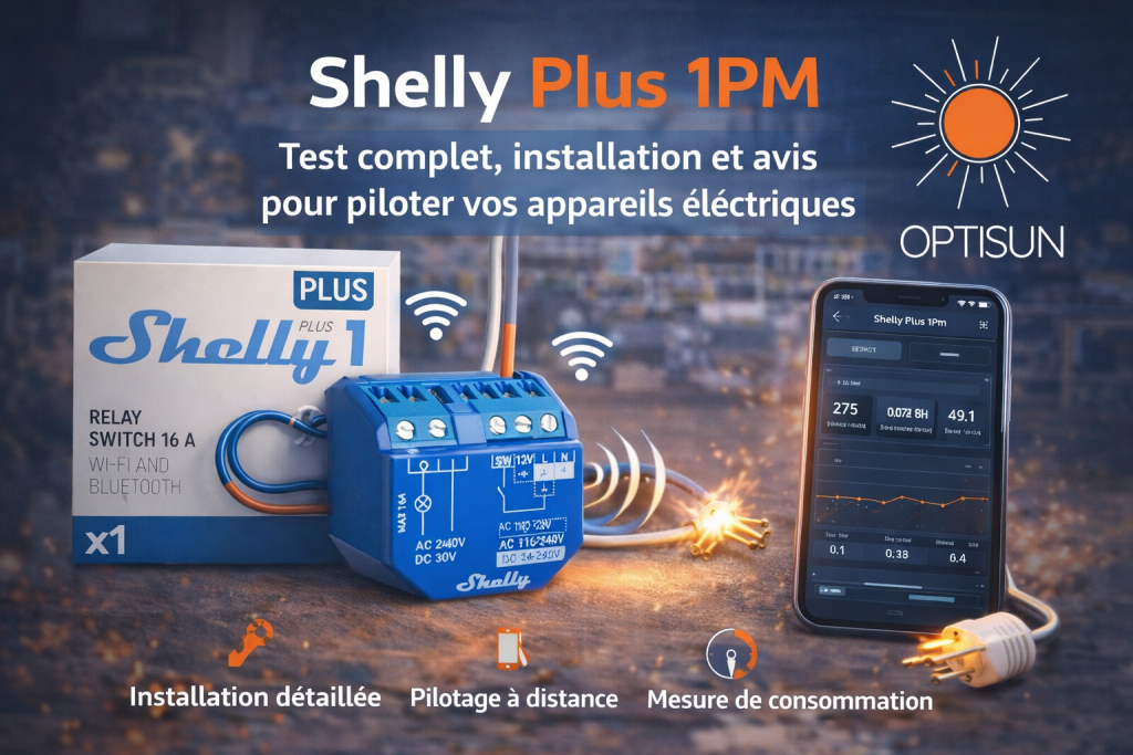 Shelly Plus 1PM test complet et installation du relais Wi-Fi pour piloter et mesurer la consommation des appareils électriques